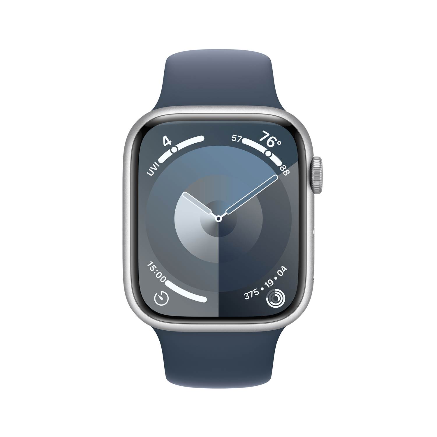 Läs mer om Apple Watch Series 9 GPS+Cell 45mm Silver AluCase Storm Blue Sport Band - M/L