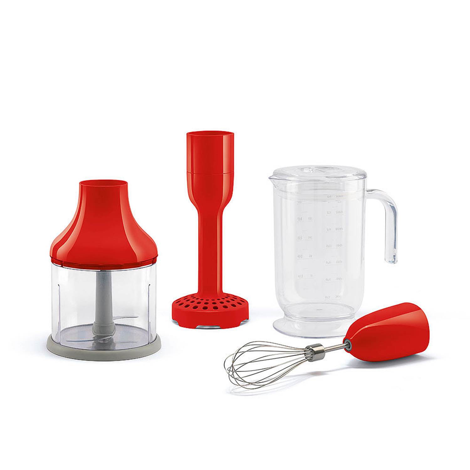Smeg Tillbehör 4 accessories set, (röd), Beaker, Chopper, Whisk, Masher HBAC01RD
