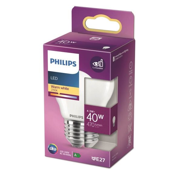LED-lampa E27 Philips LED Classic 40w klot e27 nd Vit 115187