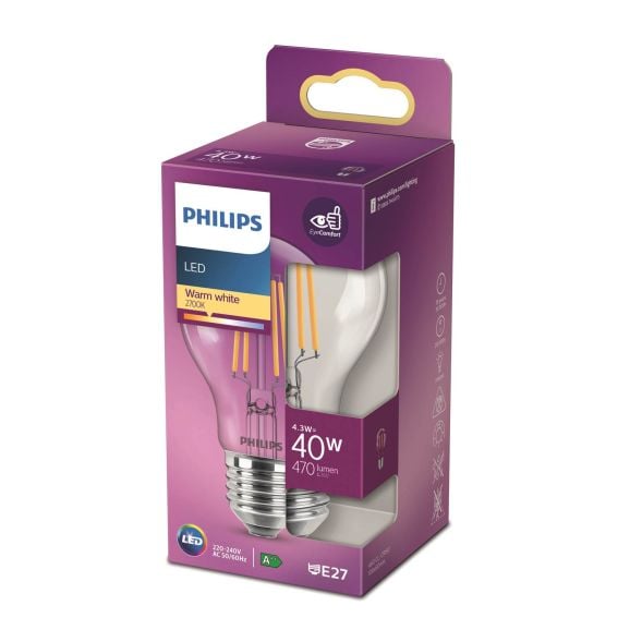 LED-lampa E27 Philips LED Classic norm 40w e27 nd Transparent 115200