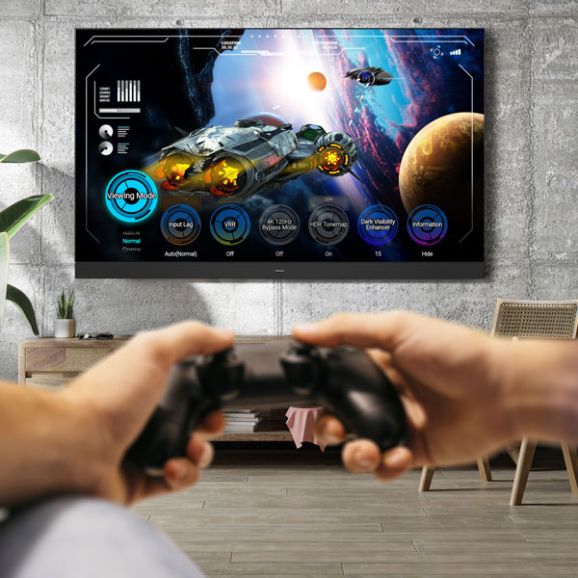 Panasonic-TV med spelkonsol inkopplat